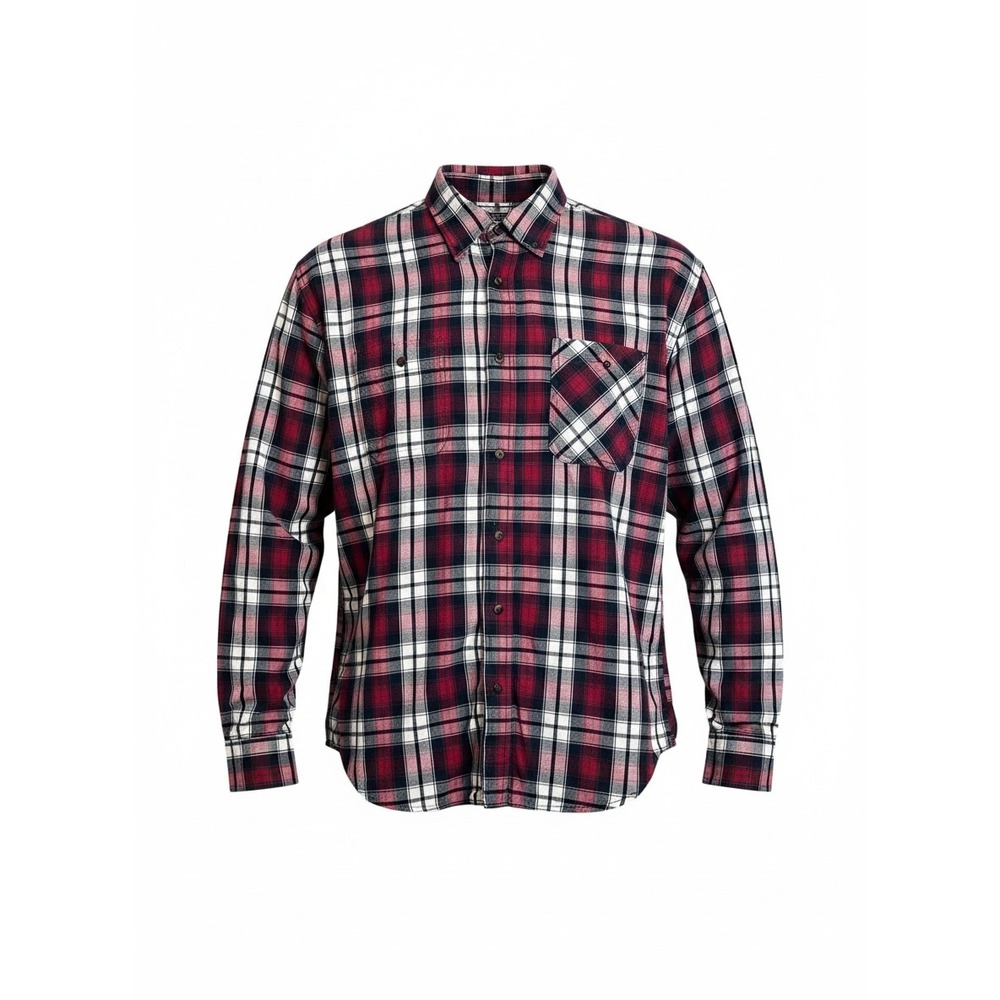 C.E.‎ Schmidt Workwear XL Plaid Button Down Shirt Red Navy Blue Cotton RN129746